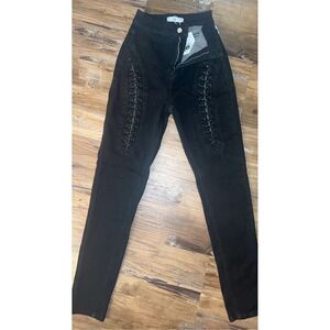 Vigoss NWT Women's Black Lace-Up High Waist Skinny Jeans Size small